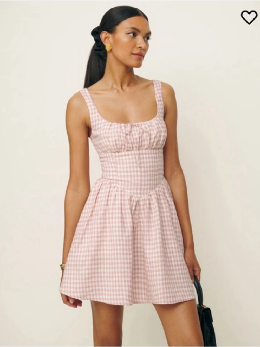 Reformation Pink Gingham Linen Mini Dress